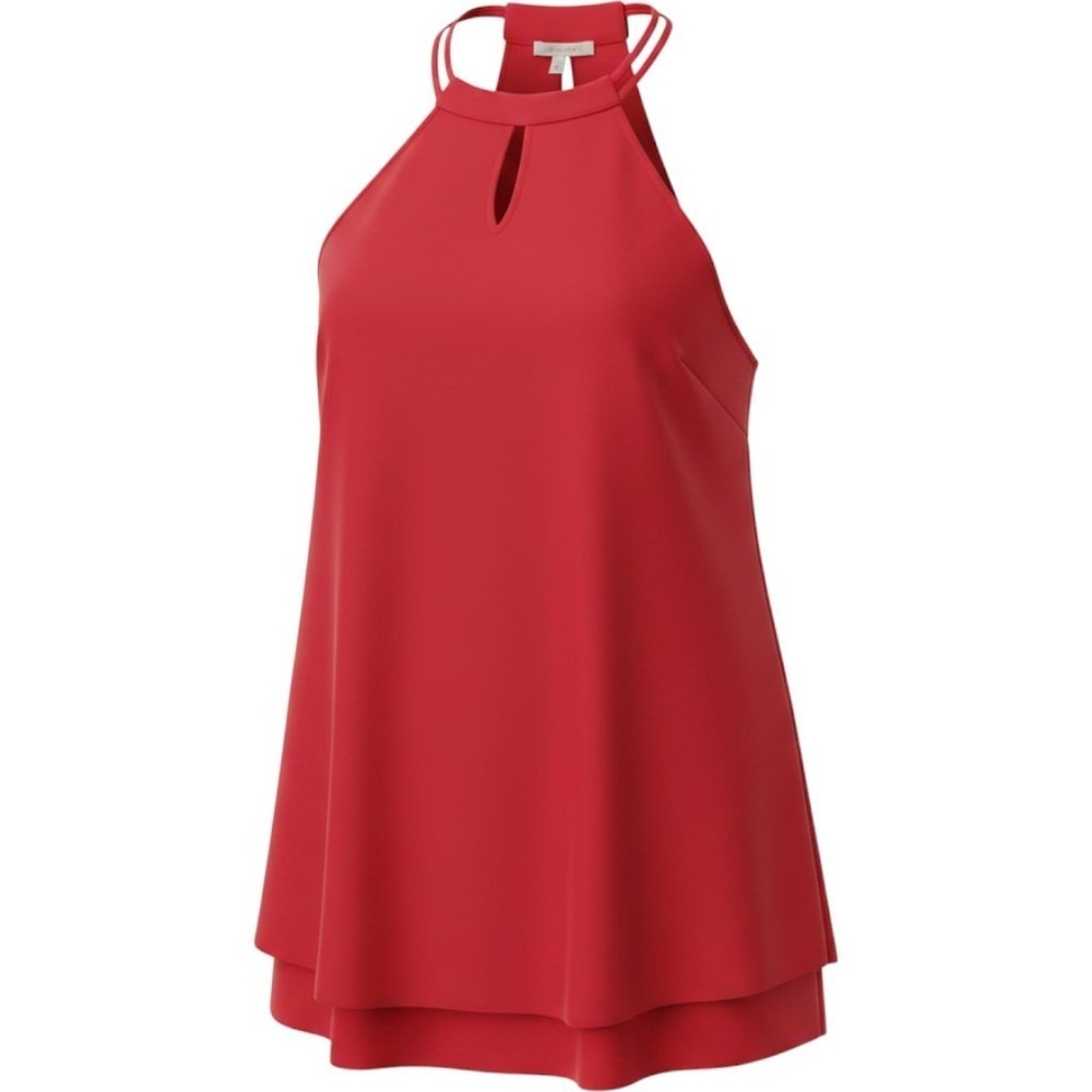 Pink Rose Womens Red Halter High-Low Layered Sleeveless Keyhole Back Dress NWT
